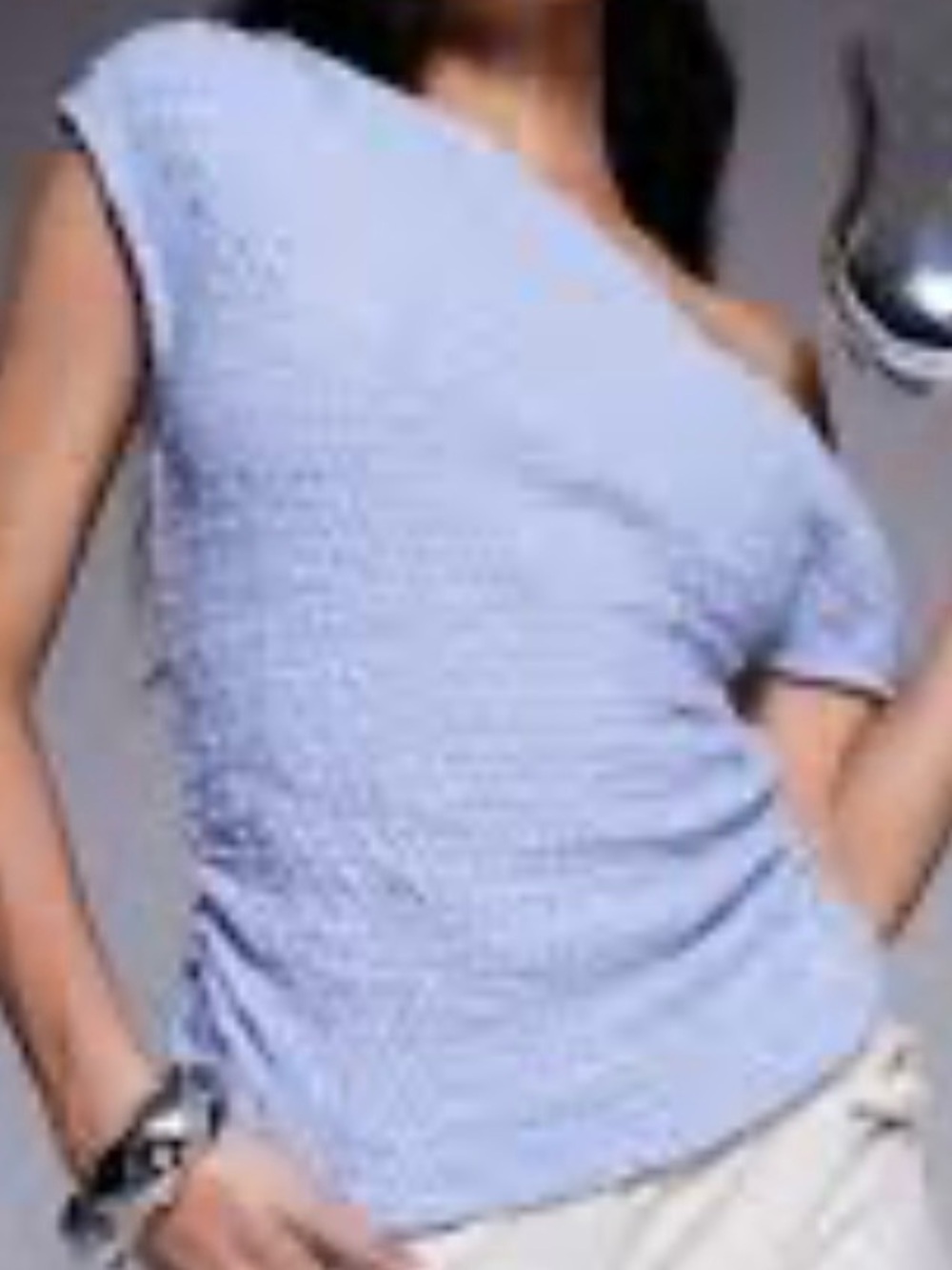 ASOS Design Asymmetric off the shoulder textured top Blue size L
